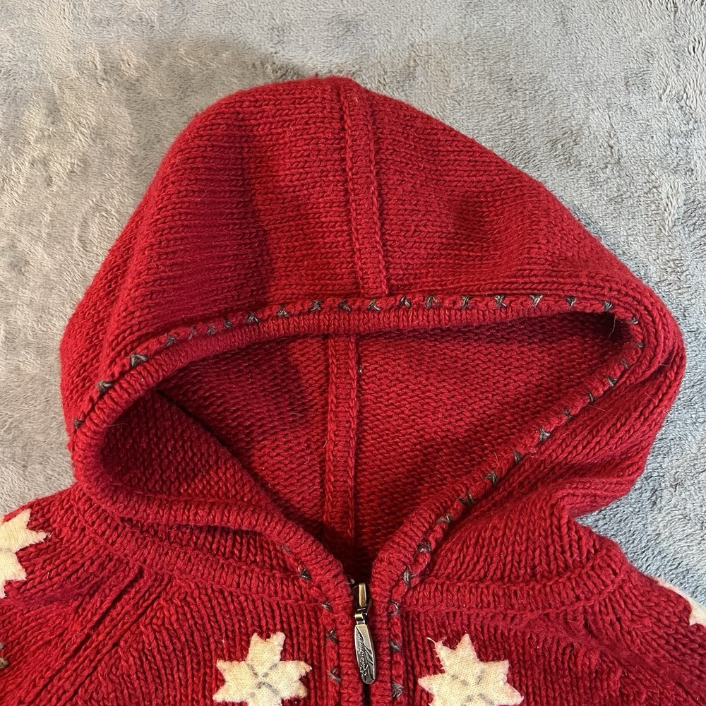 Eddie Bauer Collections Holiday'08 Wool Snowflake Hooded Cardigan Sweater‎ XXL - Picture 4 of 13